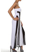 White Strapless Mesh Insert Convertible Maxi Dress